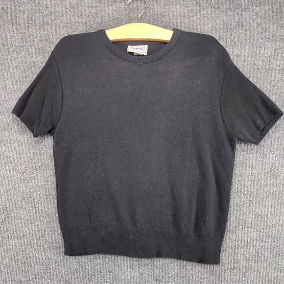 Sycamore Women's Knit Sweater Black Medium Short Sleeve Crew Neck Vintage - Picture 2 of 12